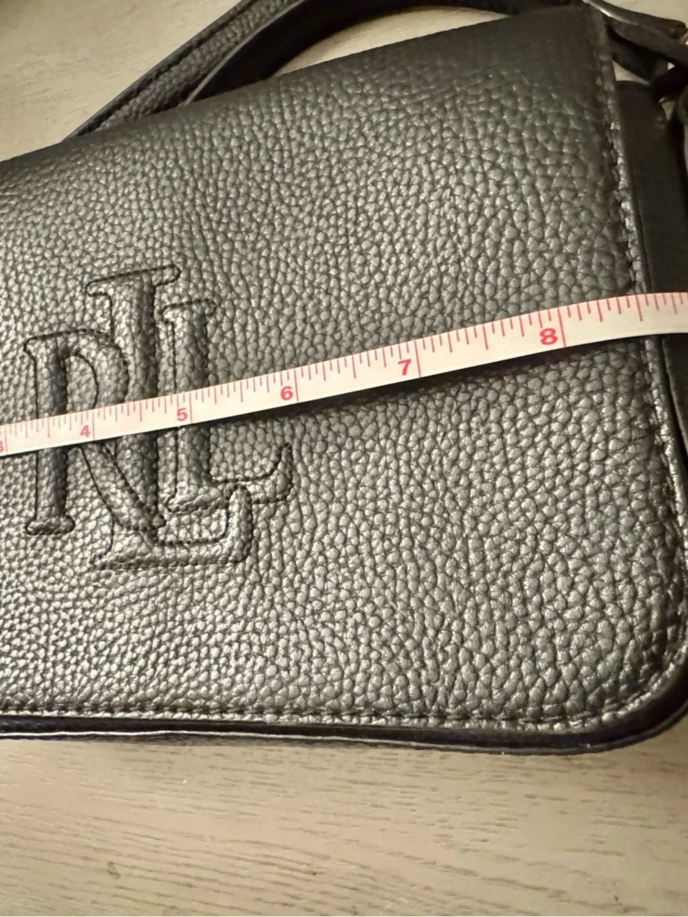 Lauren Ralph Lauren Black Pebbled Leather Crossbody Tassel Bag